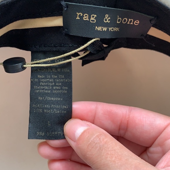 NWT Rag & Bone Off White Wool Wide Brim Floppy Fedora Tan Leather Hatband Large - Picture 12 of 16